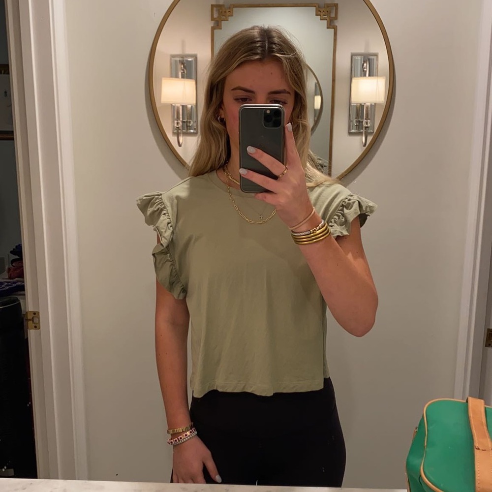 sage green zara top